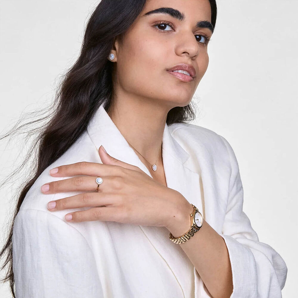 Daniel Wellington Ophelia Mini Gold 22x25.5mm White Dial Gold Plated Steel Bracelet Watch image number 4