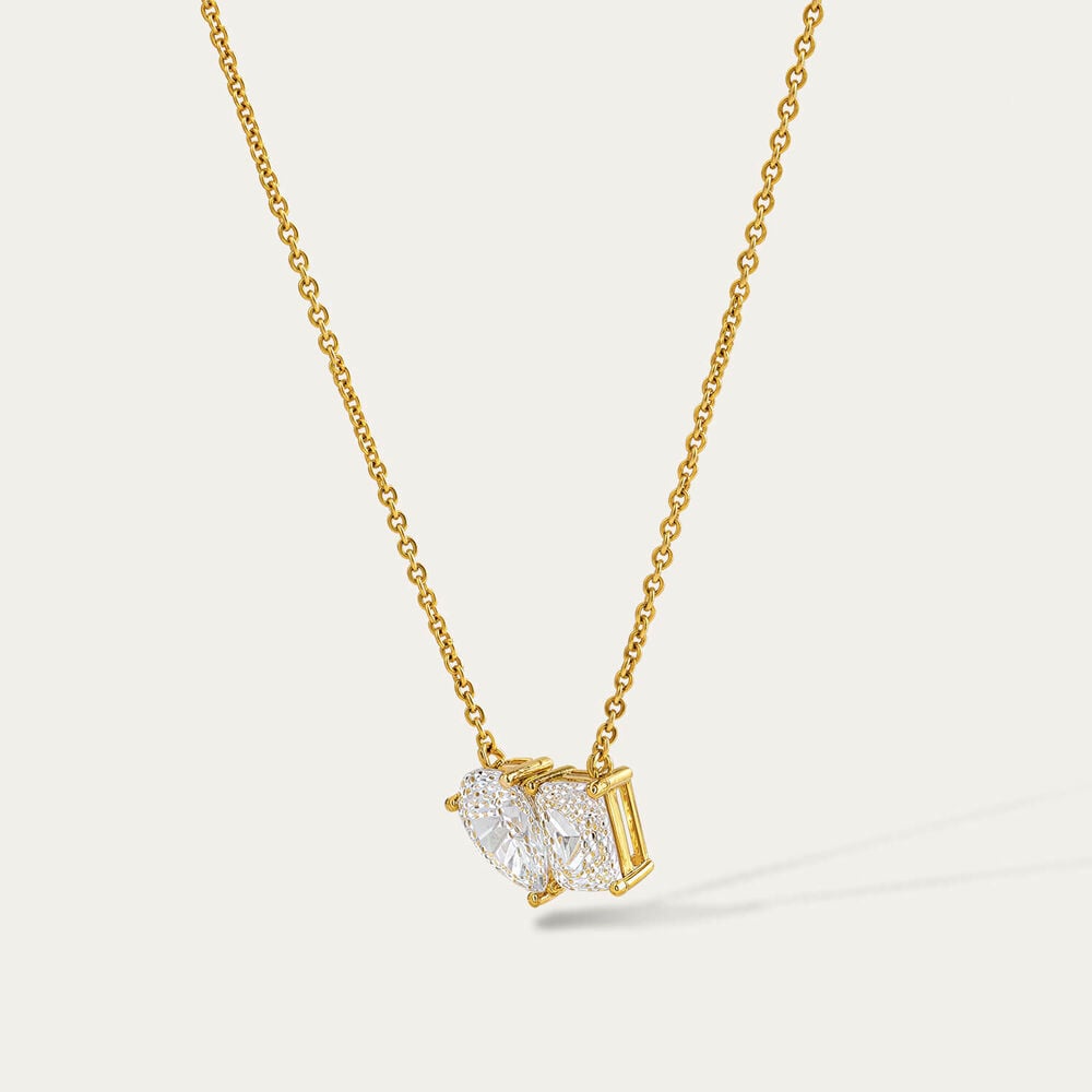 Yellow Gold Plated Sterling Silver Toi et Moi Cubic Zirconia Pendant