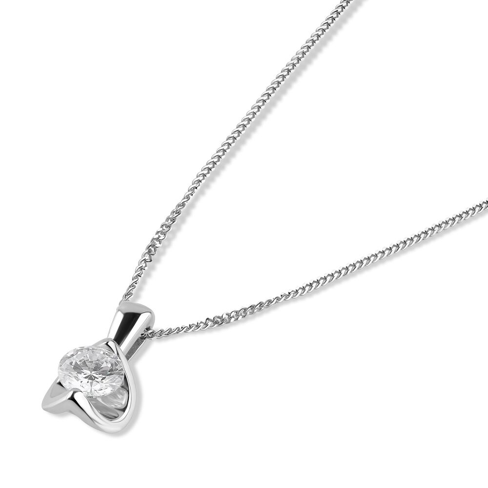 9ct White Gold 0.25ct Diamond Mirror Setting Pendant image number 1