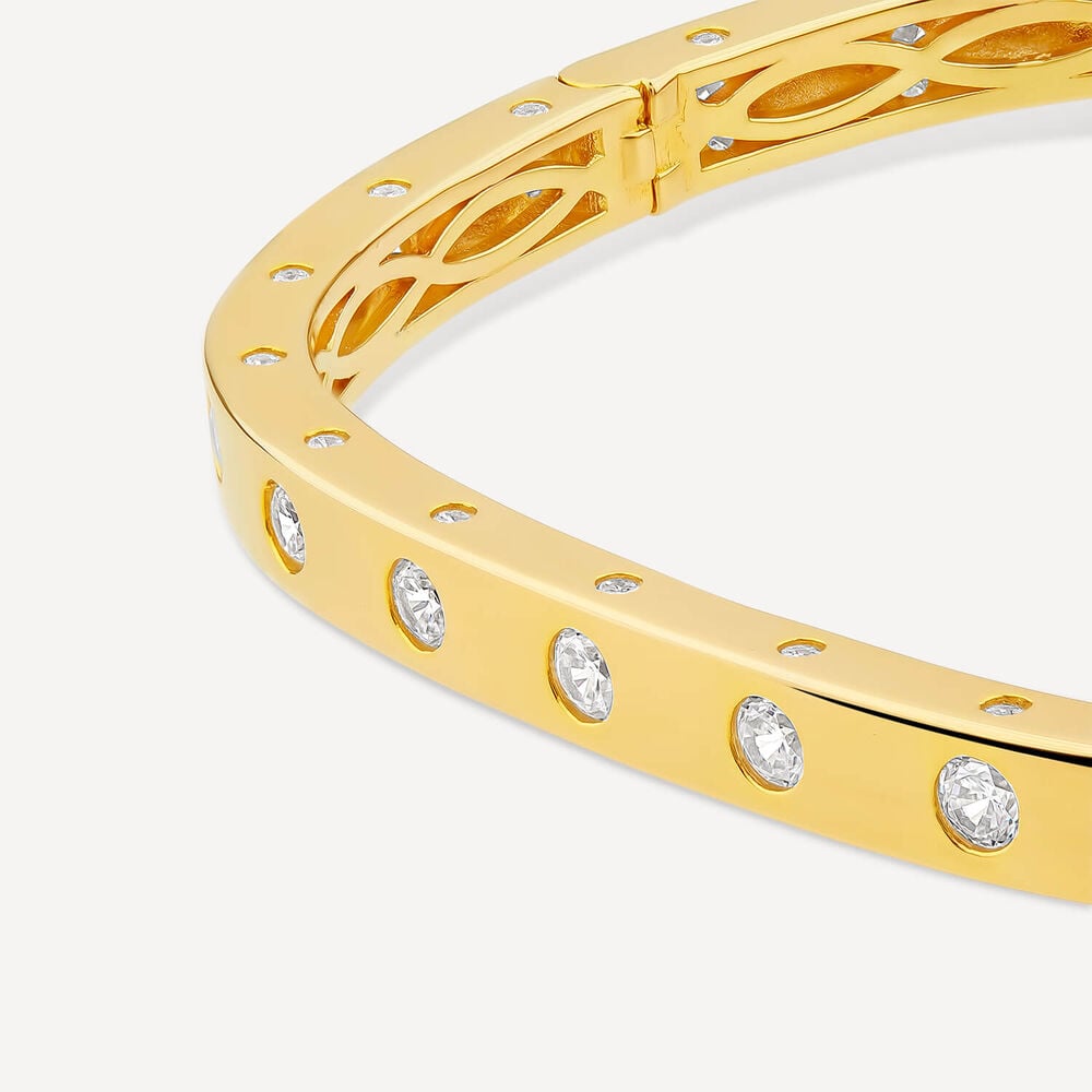 Yellow Gold Plated Sterling Silver Cubic Zirconia Bangle