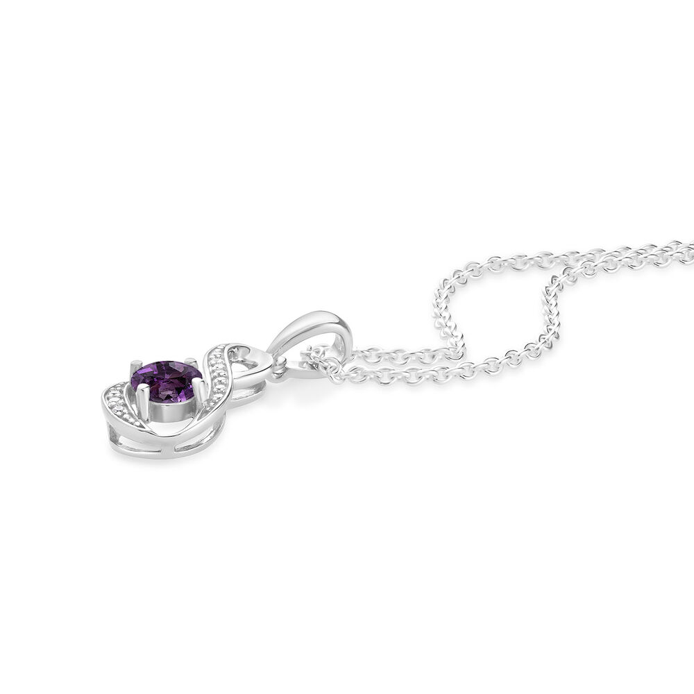 Sterling Silver and Cubic Zirconia February Birthstone Pendant (Chain Included)