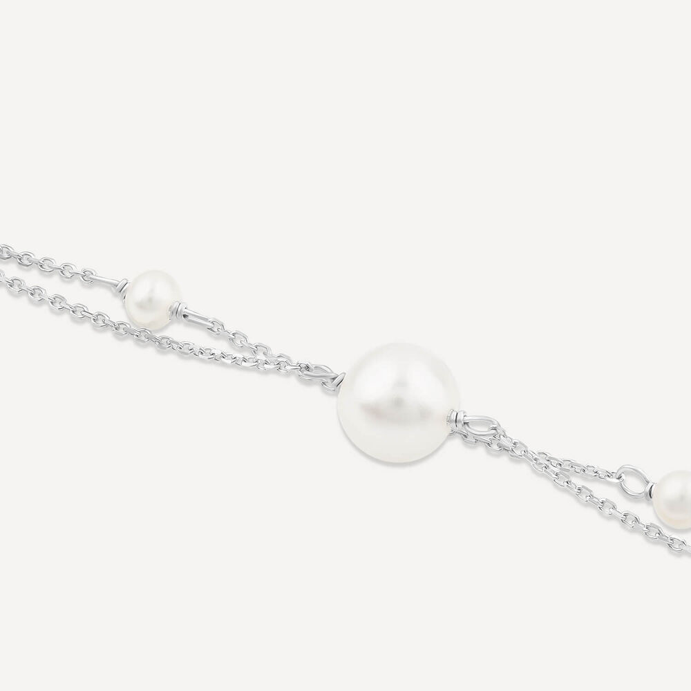 9ct White Gold Pearl & Beads Two Strand Bracelet image number 2