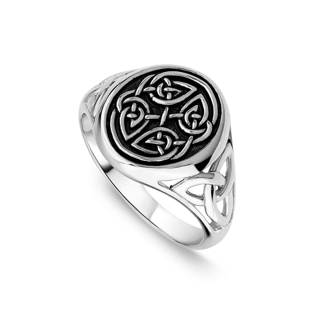 Sterling Silver Oxidised Celtic Signet Ring