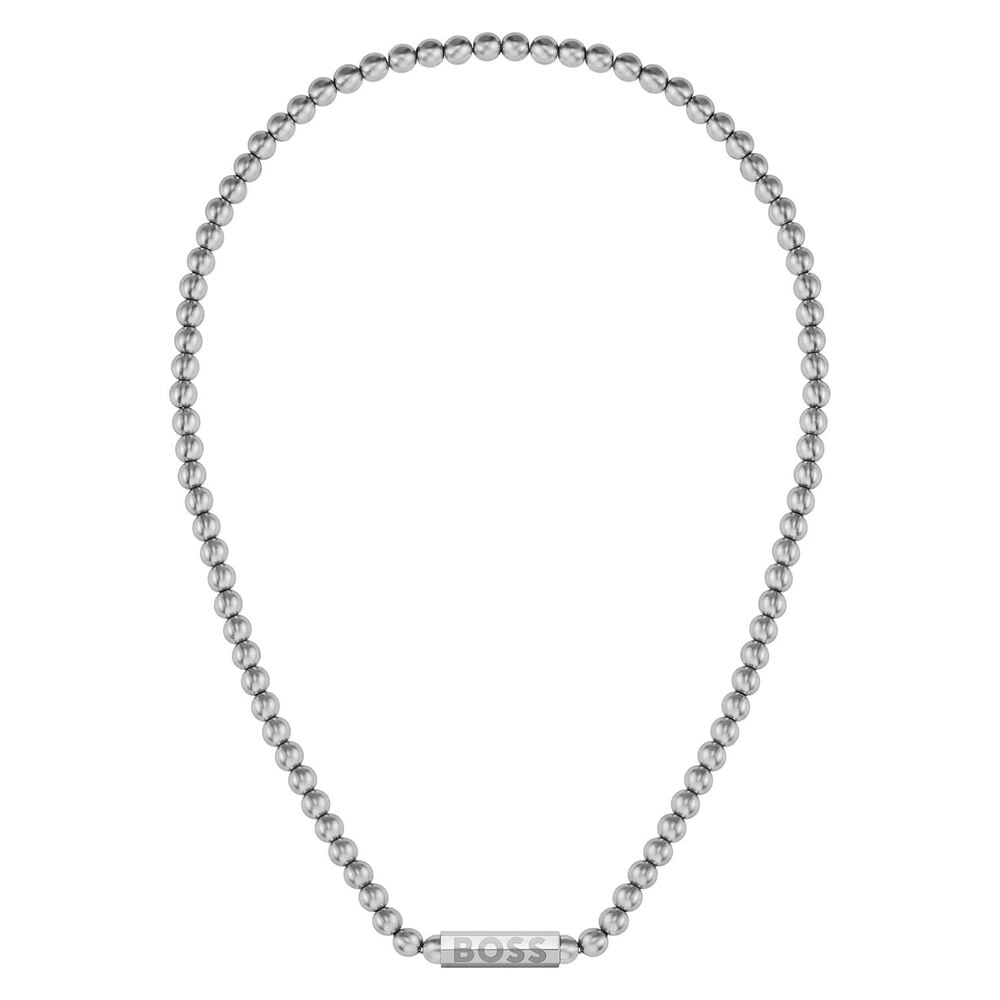 BOSS Stainless Steel Beaded Necklace image number 0