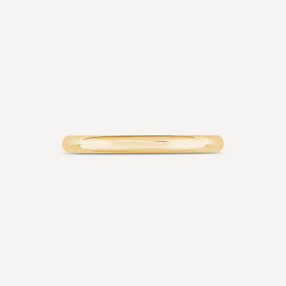 9ct Yellow Gold 2mm Plain Band D-Shape Ring