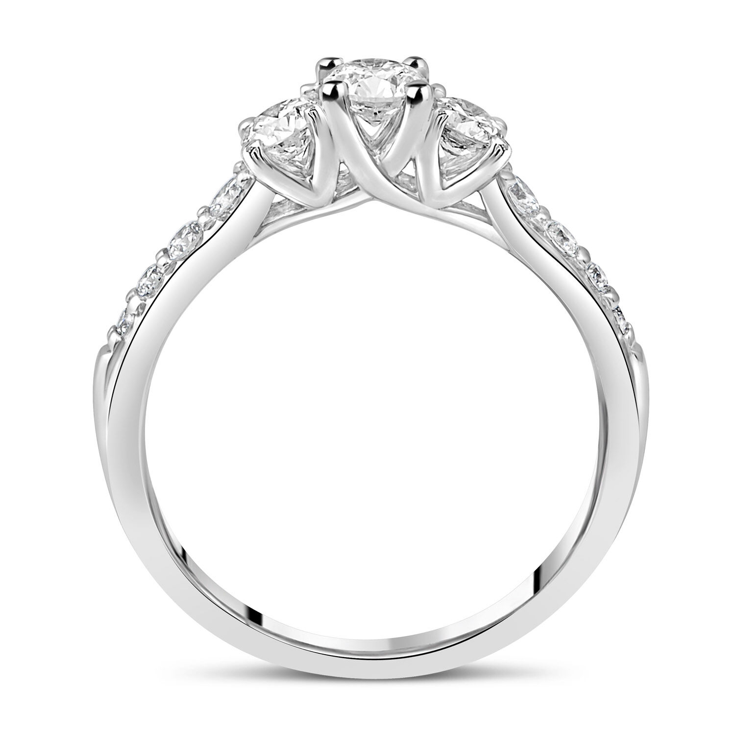 Ladies 18ct White Gold Trilogy Diamond Engagement Ring