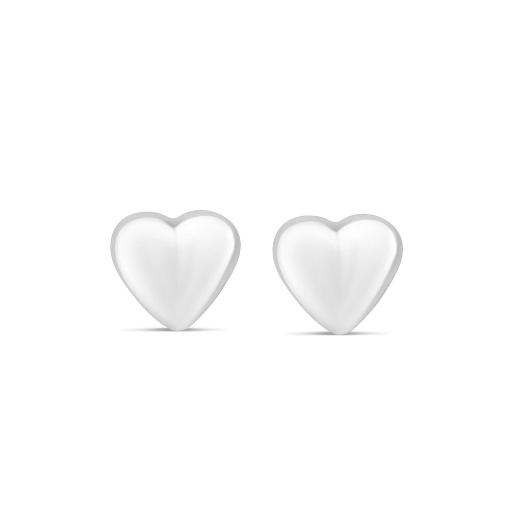 Sterling Silver Puffed Heart Stud Earrings image number 0
