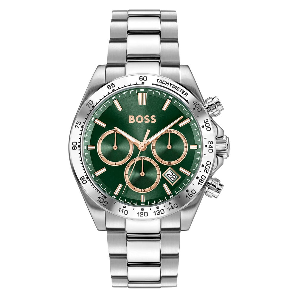 BOSS Hero 2.0 Chronograph 43mm Green Dial Stainless Steel Bracelet Watch image number 0