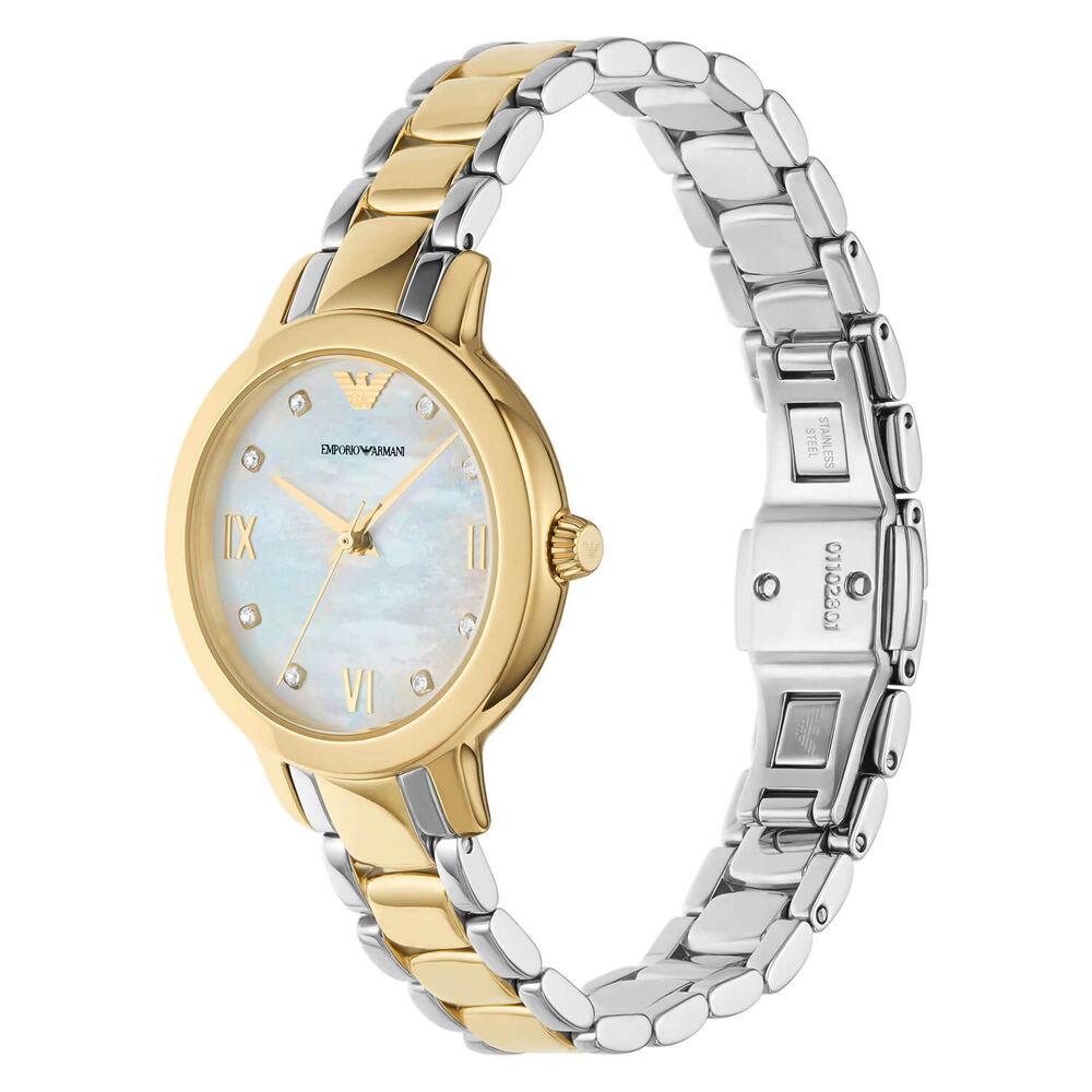 Emporio Armani Cleo 32mm White Dial Steel &Yellow Gold PVD Case Watch image number 1