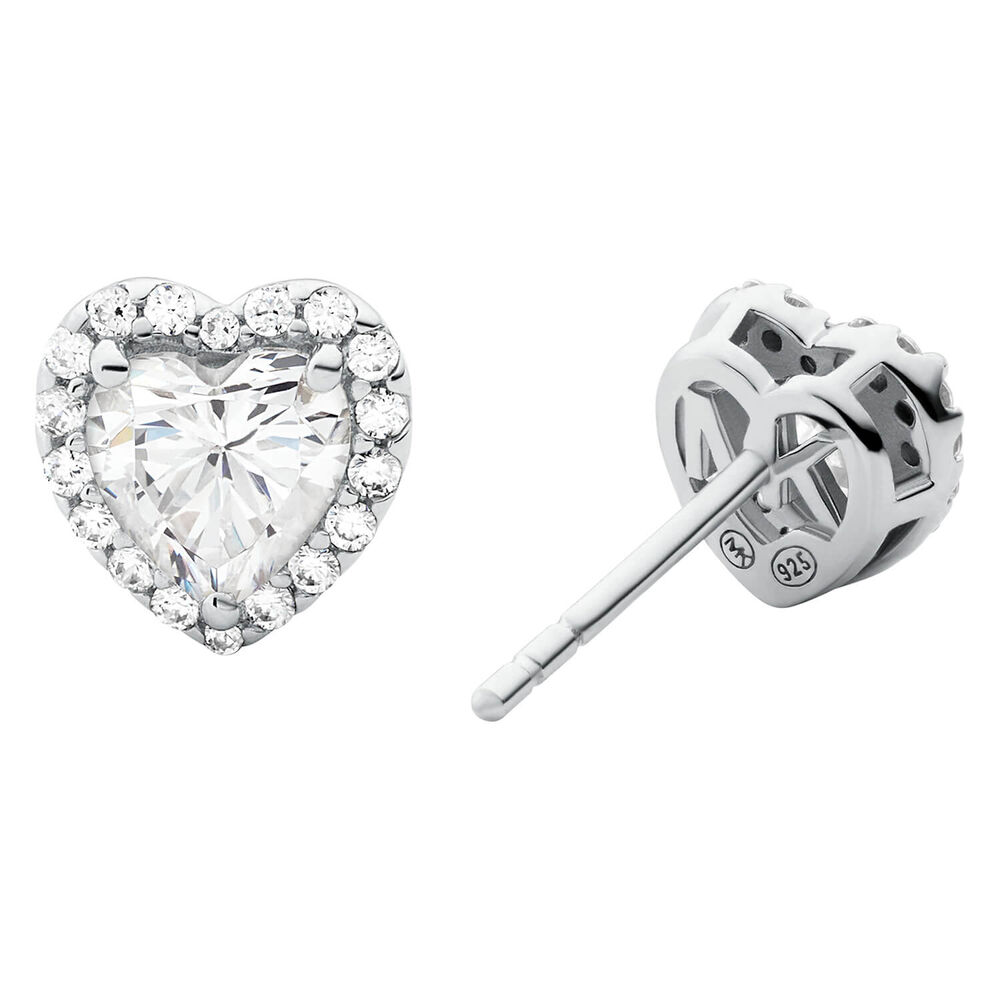 Michael Kors Brilliance Sterling Silver Heart Cluster Stud Earrings image number 1