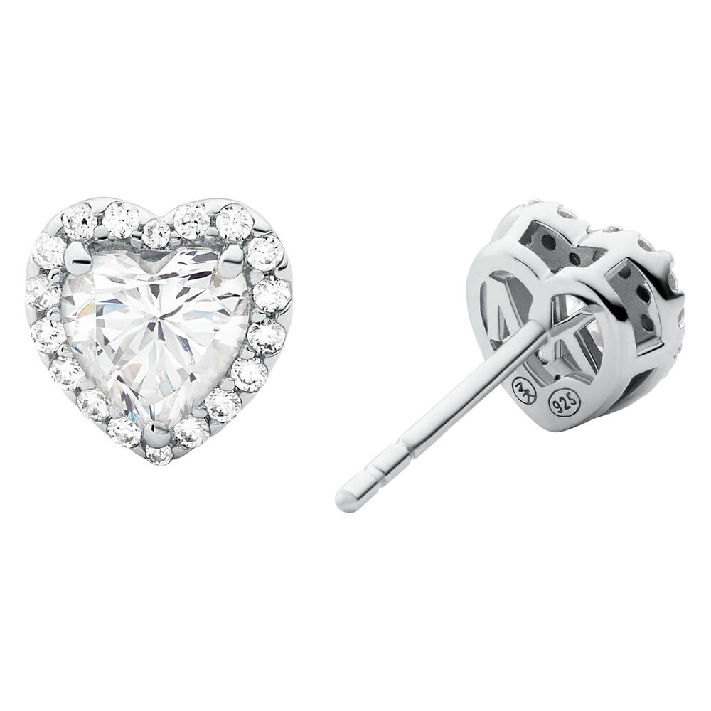 Michael Kors Brilliance Sterling Silver Heart Cluster Stud Earrings