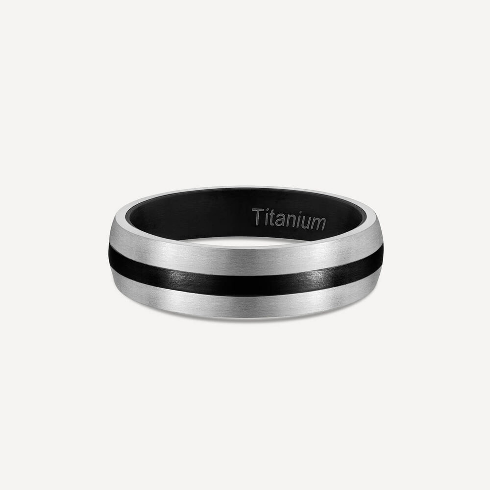 Titanium Black Centre Stripe 6mm Band Ring image number 2