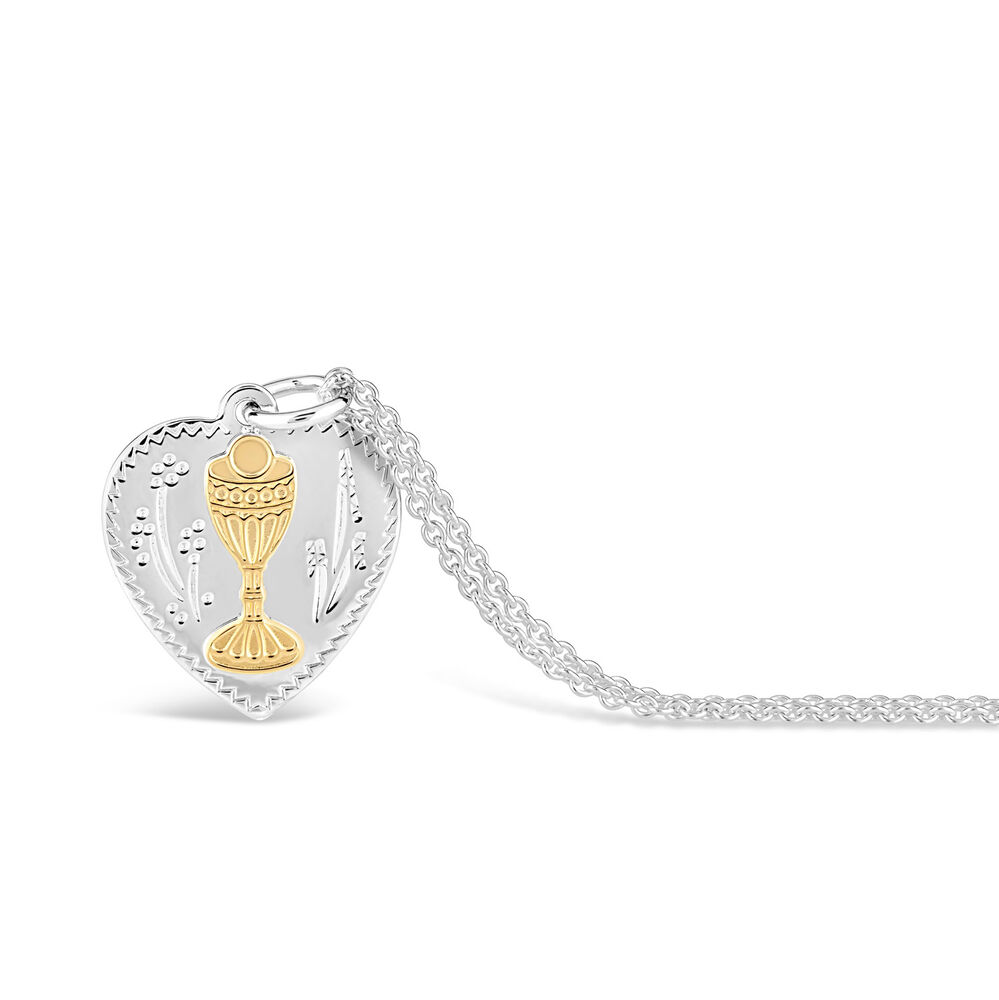 Sterling Silver and Gold Plated Communion Medal (Chain Included) image number 2