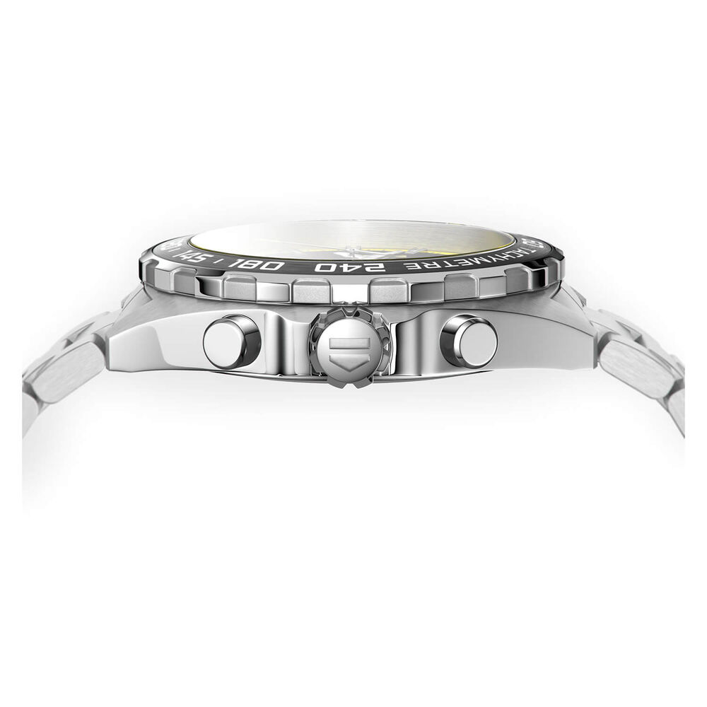 TAG Heuer Formula 1 43mm Black Dial Chrono Yellow Detail Steel Case Bracelet Watch