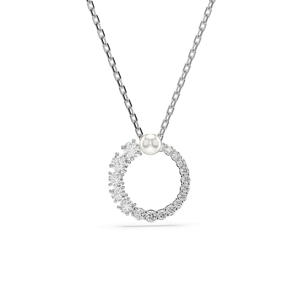 Swarovski Matrix Crystals & Cubic Zirconia & Crystal Pearl Rhodium Plated Circle Pendant