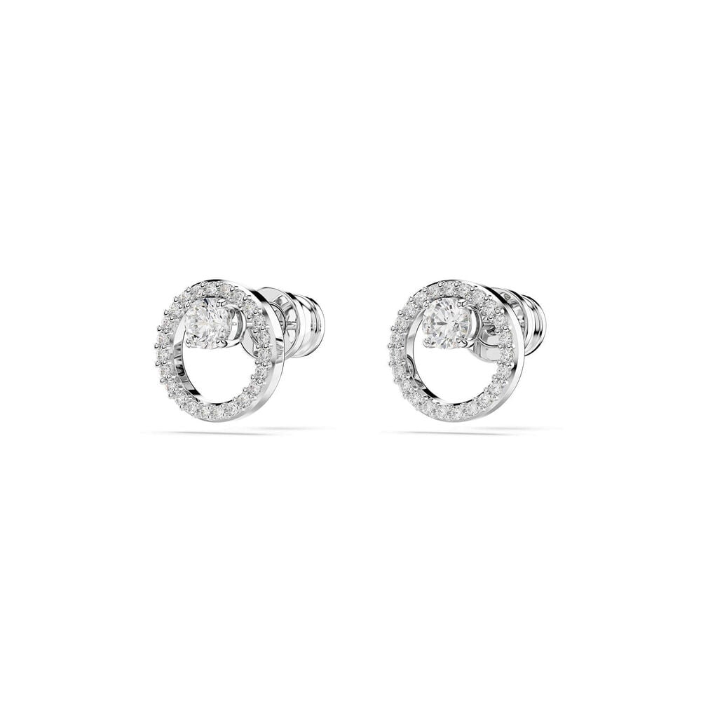 Swarovski Constella Cubic Zirconia Rhodium Plated Circle Stud Earrings