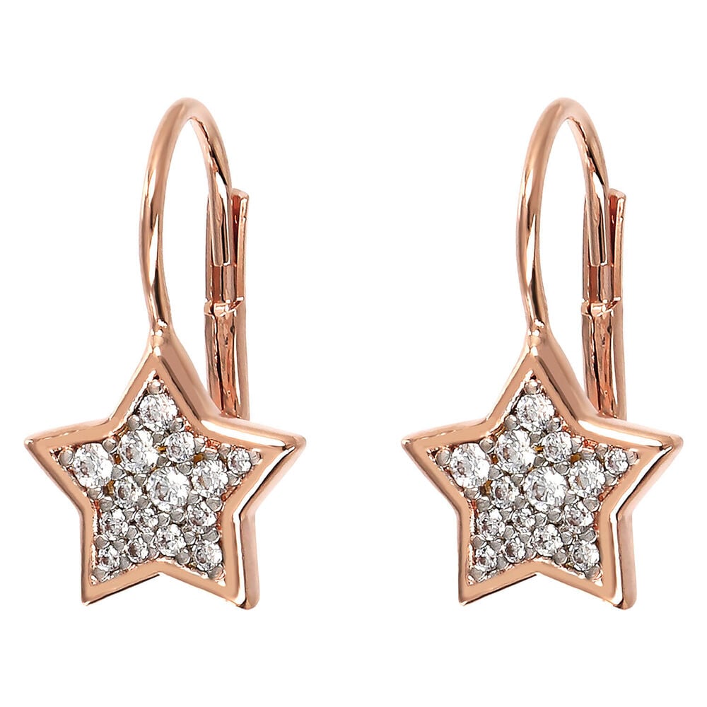 Bronzallure Star-Shaped Cubic Zirconia Pave Earrings image number 0