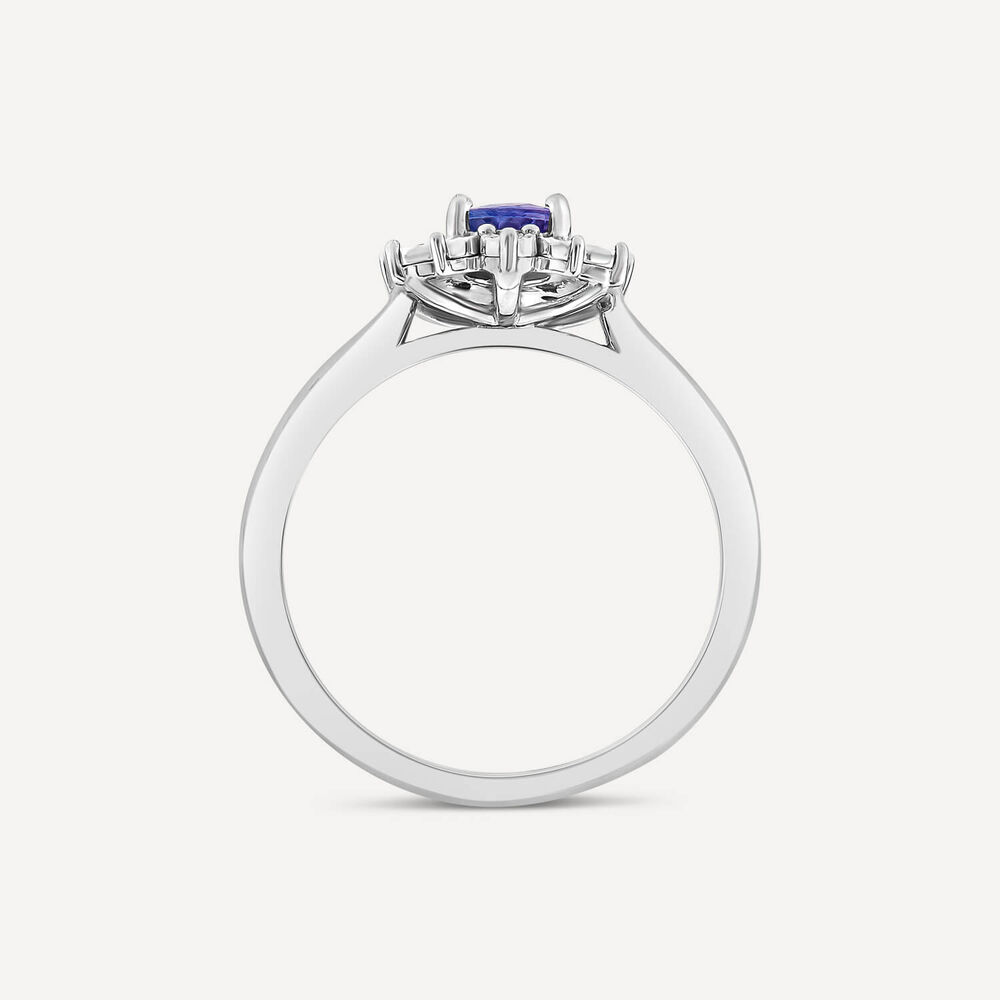 9ct White Gold Oval Tanzanite Centre Diamond Cluster Ring image number 3