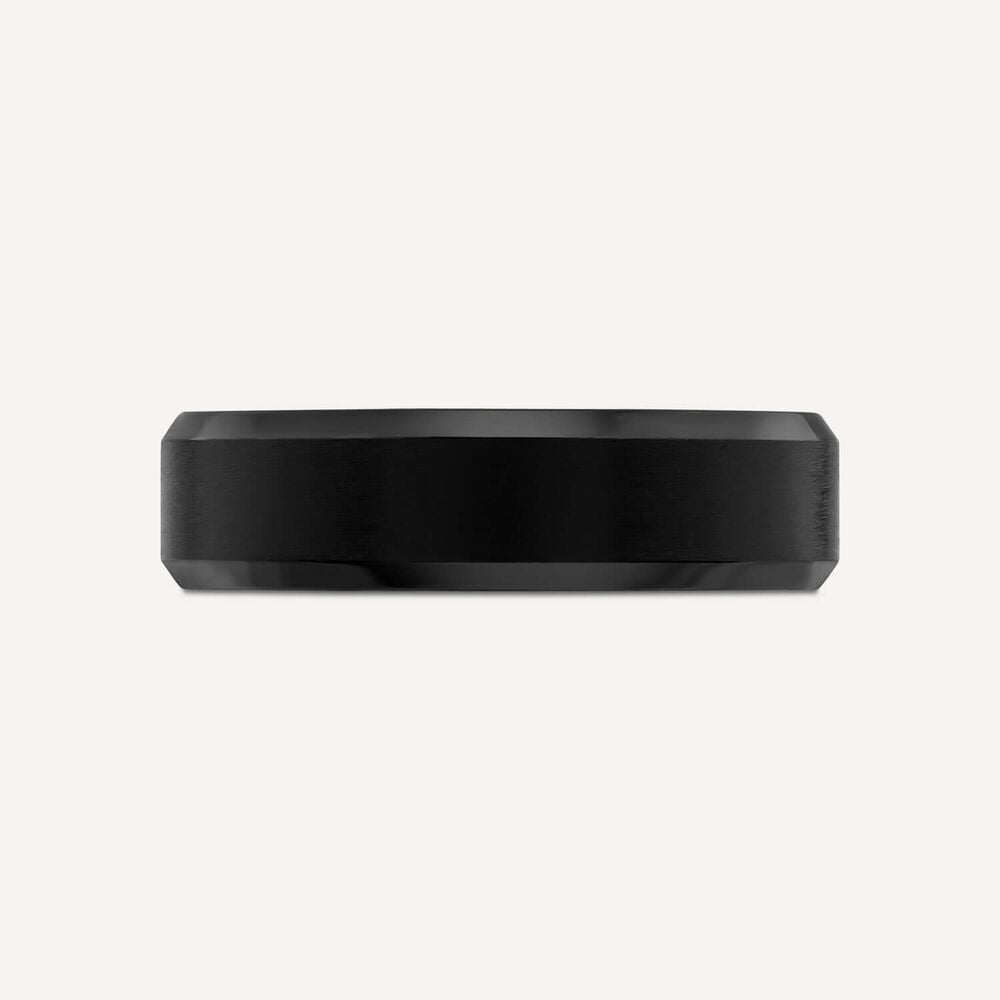 Black Titanium Bevelled Edge Mens Ring