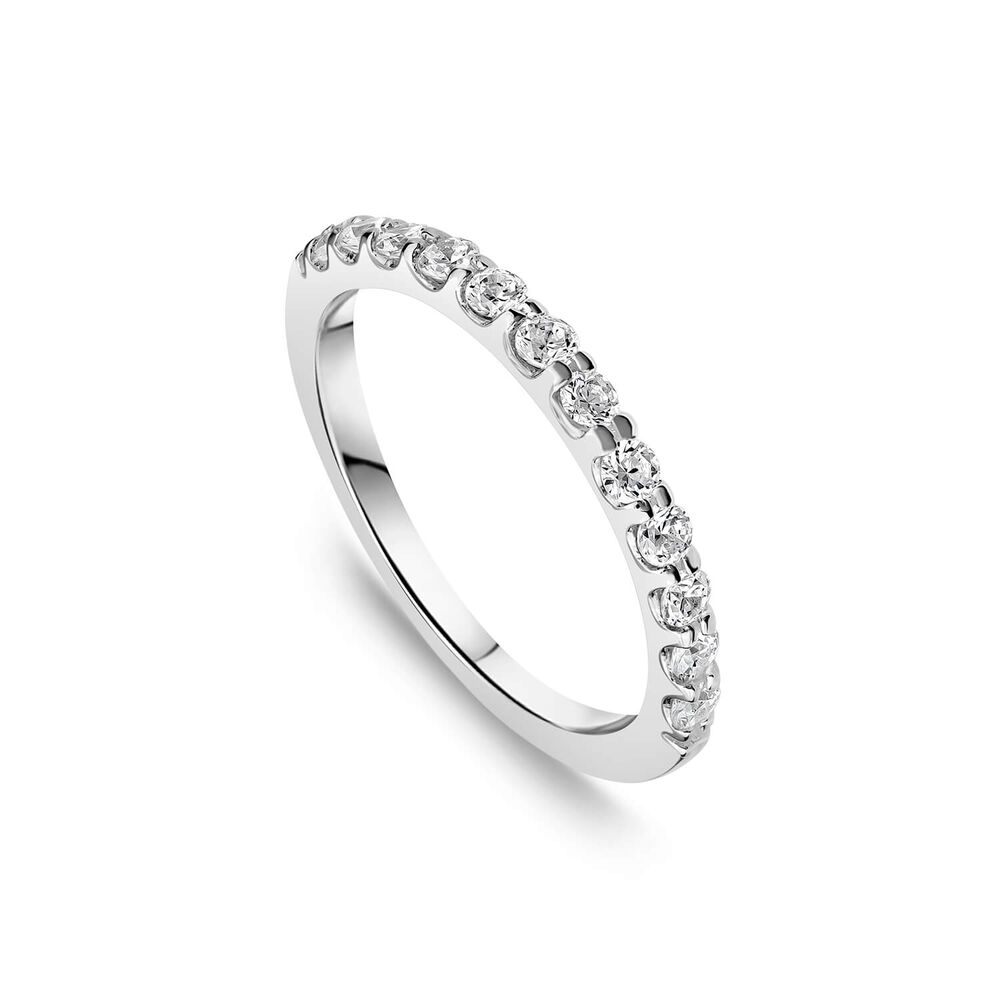 Sterling Silver Cubic Zirconia Set Half Hoop Eternity Ring image number 0