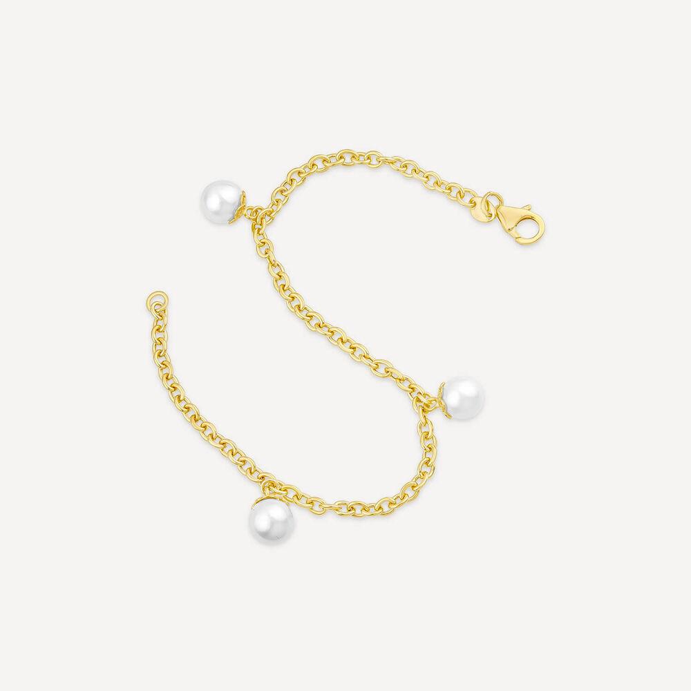 9ct Yellow Gold 8mm Pearl T-Bar Bracelet image number 3