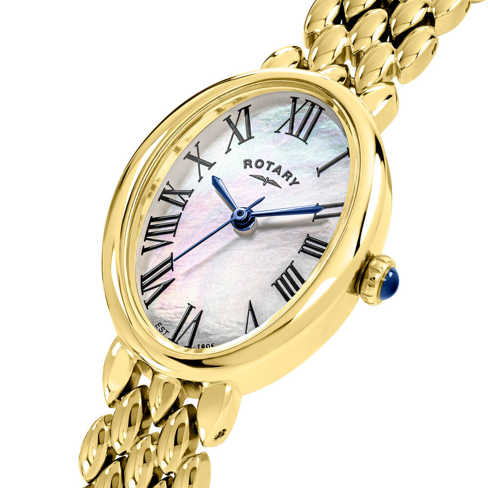 Rotary Heritage Astoria 23x30mm MOP Dial Gold Plated Stainless Steel Pebble Bracelet Watch