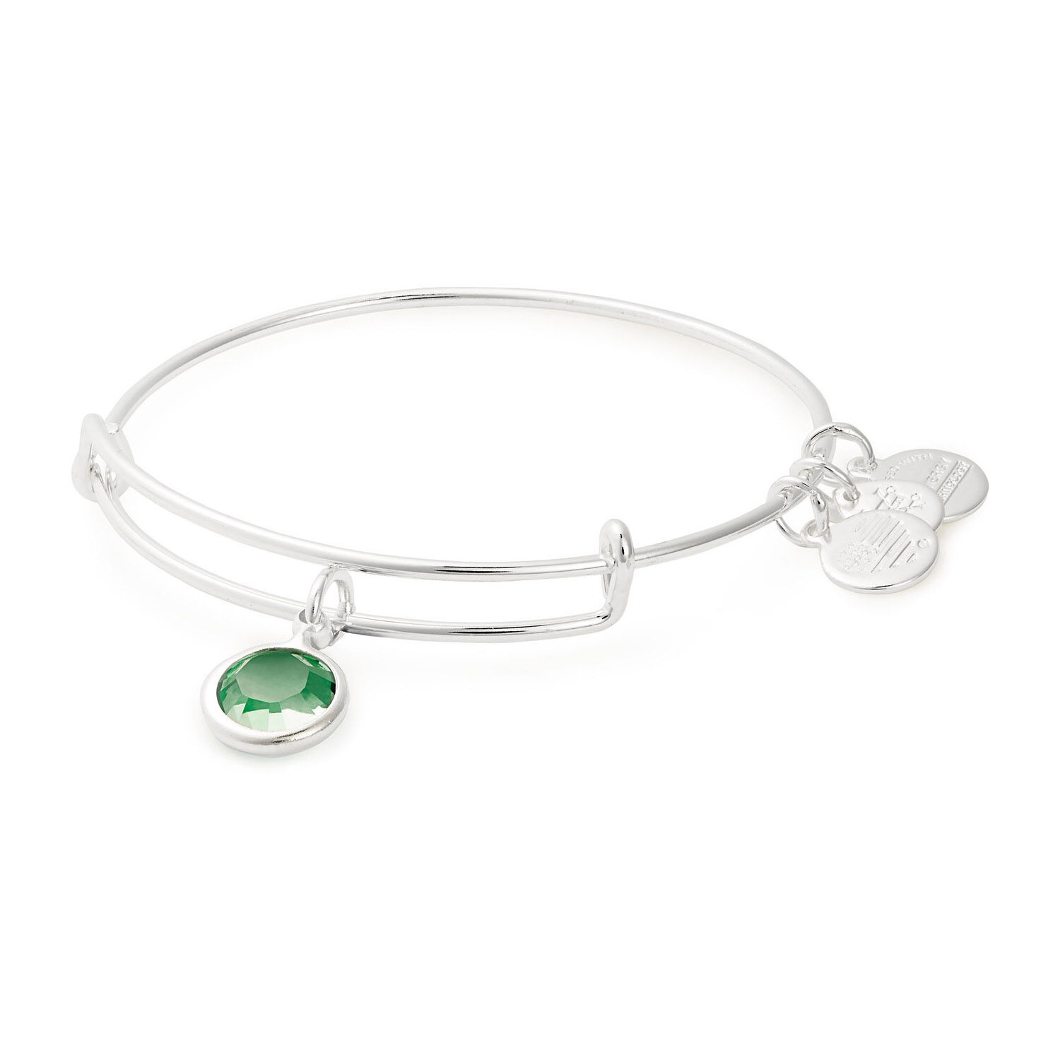 Alex And Ani Silver Tone Peridot Swarovski Crystal August Birthstone Bangle