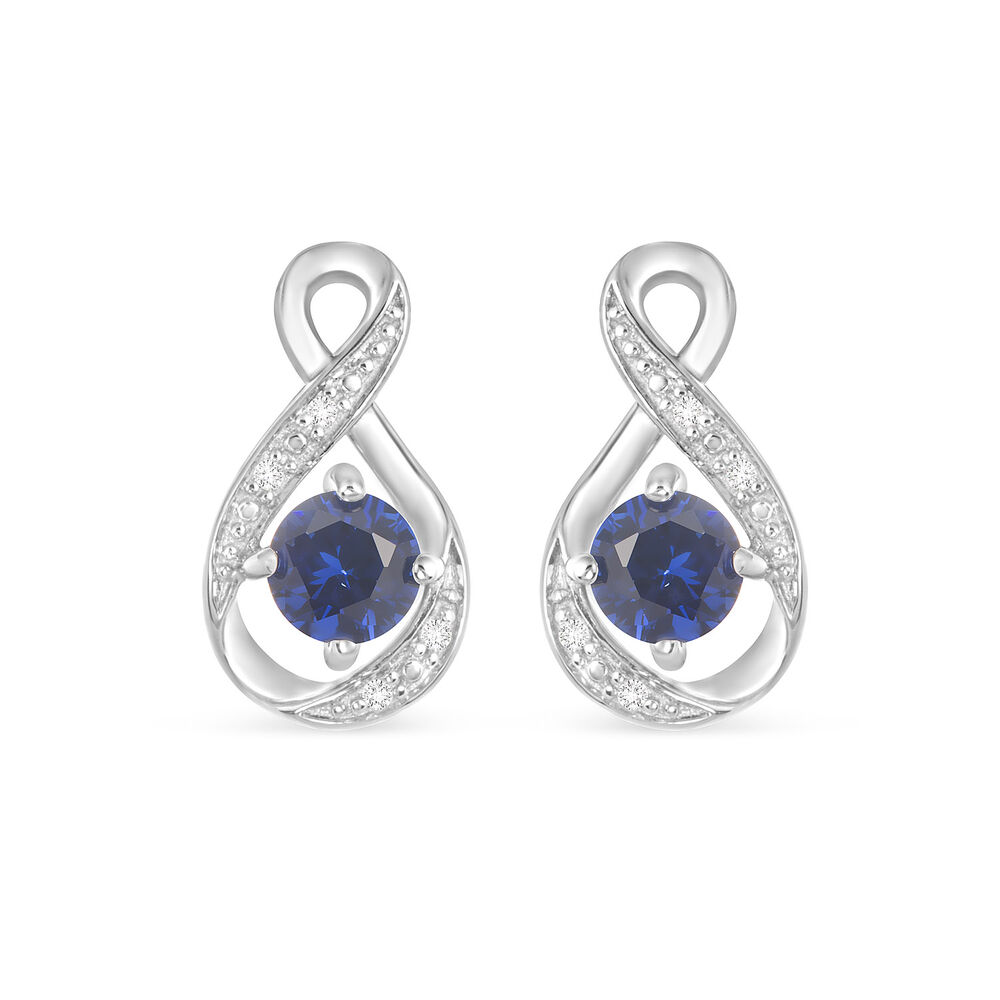 Sterling Silver and Cubic Zirconia September Birthstone Stud Earrings image number 0