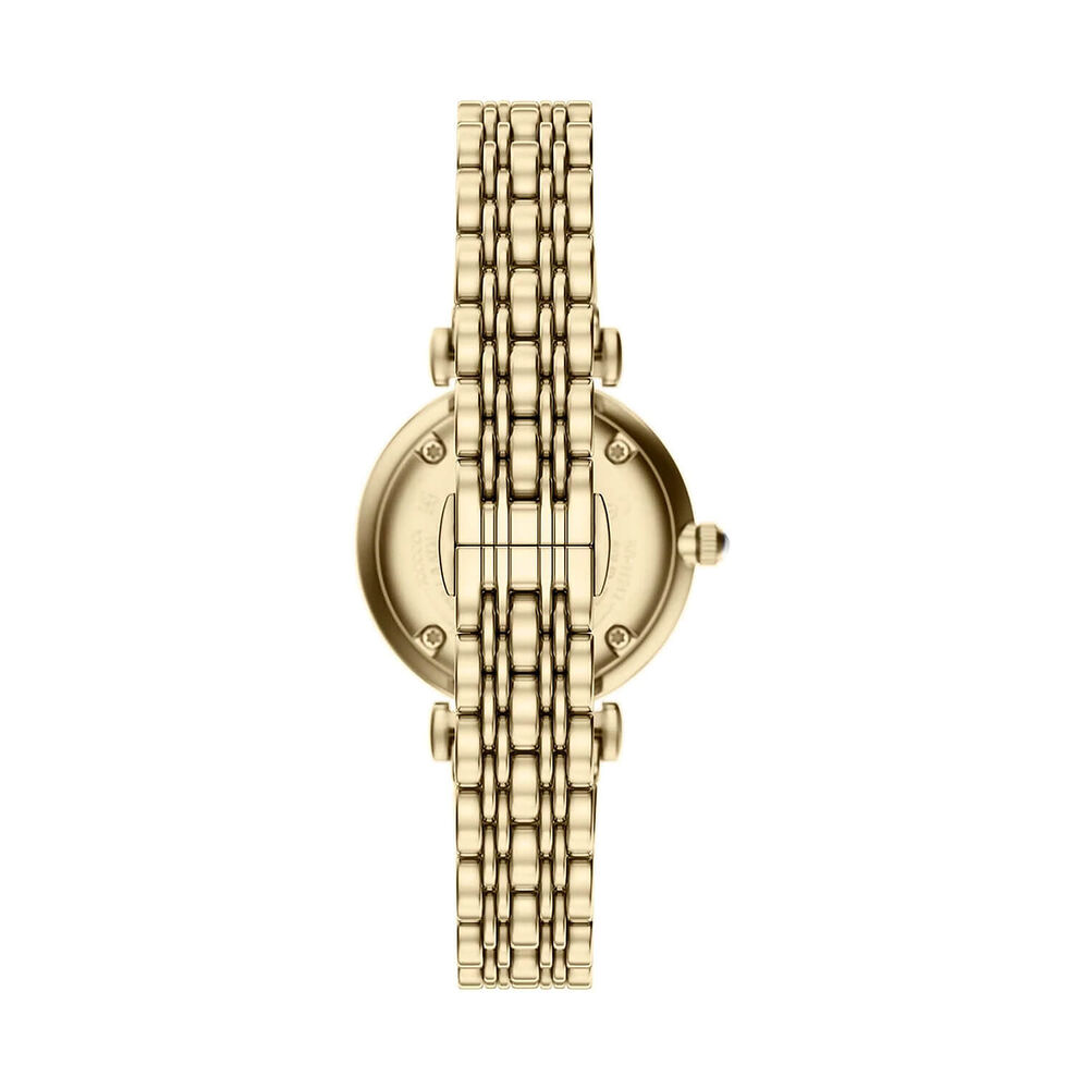 Emporio Armani Gianni T-Bar 32mm Beige Gold Dial Yellow Gold Tone Steel Bracelet Watch