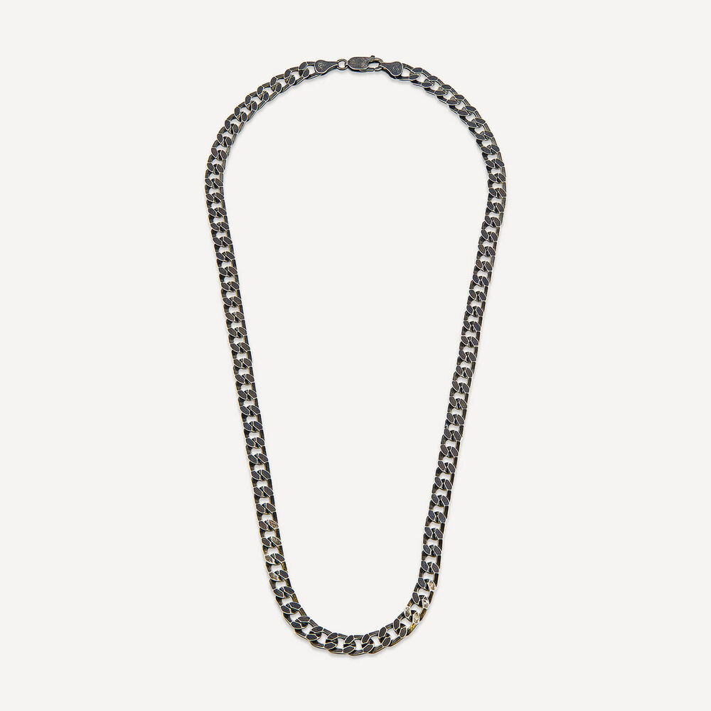 Sterling Silver Ruthenium Plated Curbed Necklet image number 2