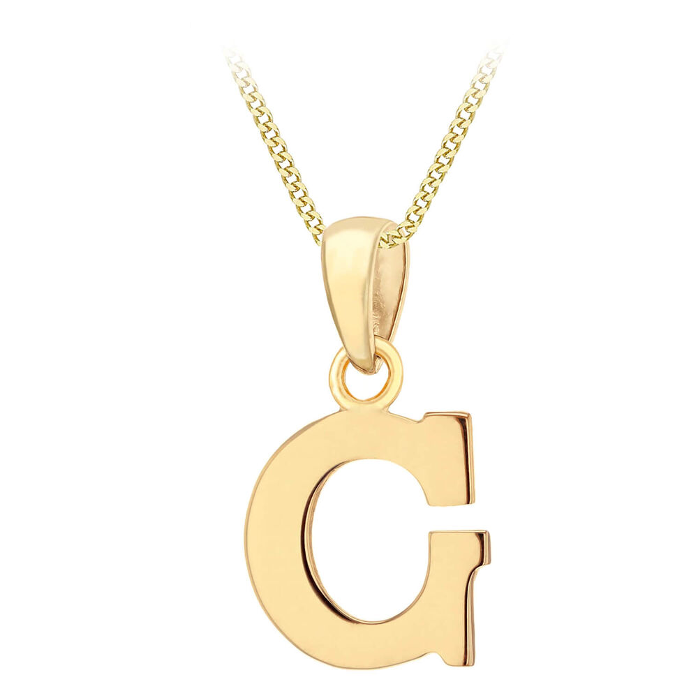9ct Yellow Gold Plain Initial G Pendant  (Chain Included) image number 0
