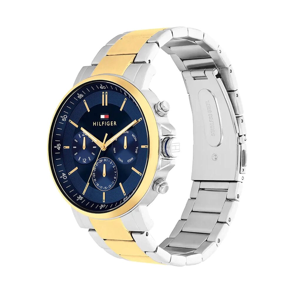 Tommy Hilfiger Tyson 43mm Blue Dial Rwo Tone Bracelet Watch