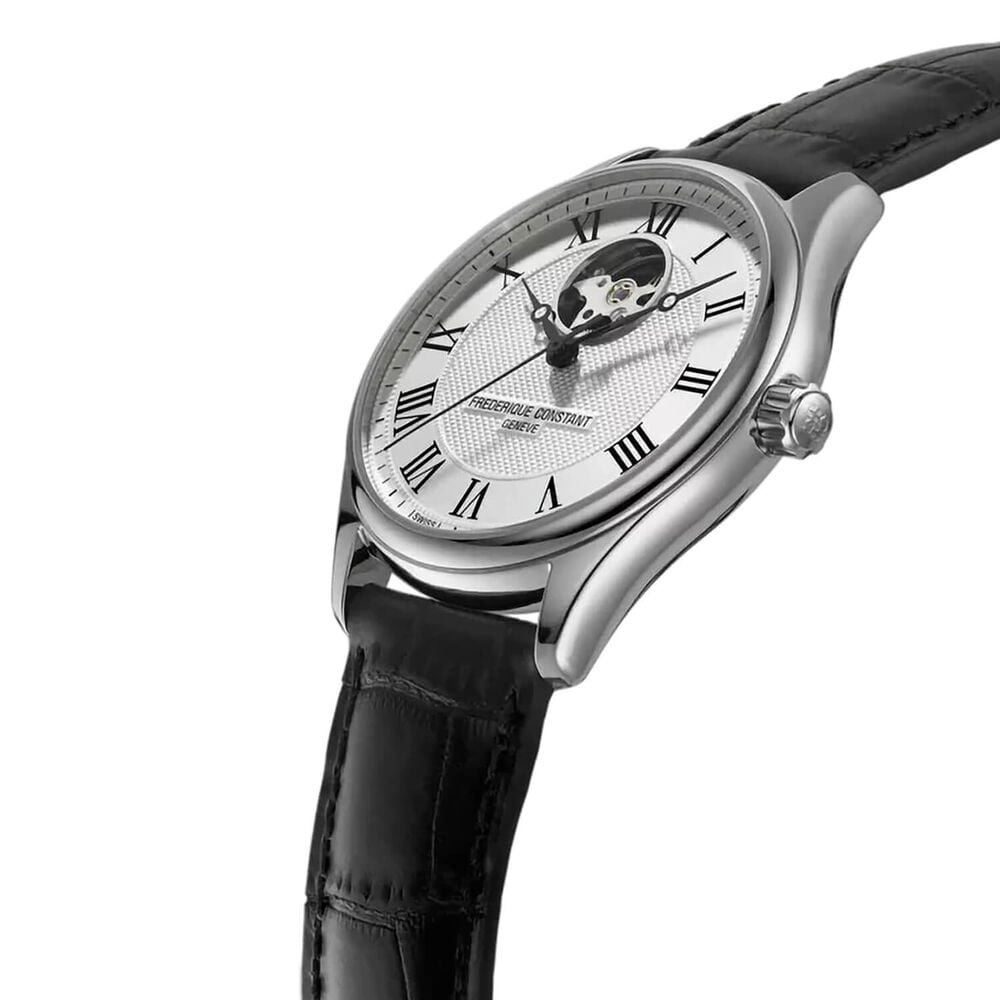 Frederique Constant Classics Heart Beat 40mm Silver Dial Black Leather Strap Watch