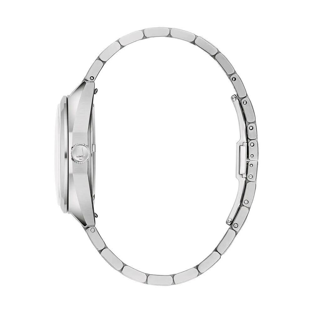 Bulova Jet Star Limited Edition 40mm Silver Dial Steel Bracelet & Blue Leather Strap Watch image number 2