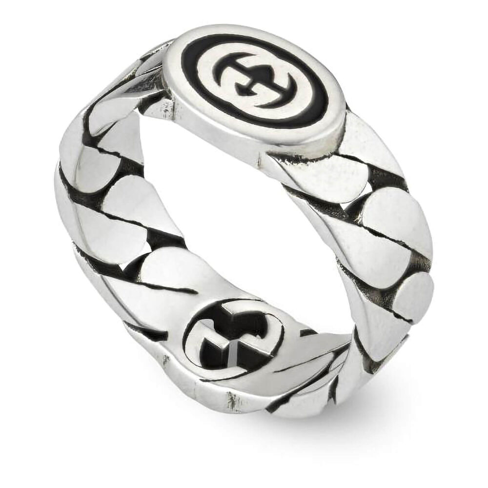 Gucci Interlocking Woven Logo Ring (UK Size S-T)