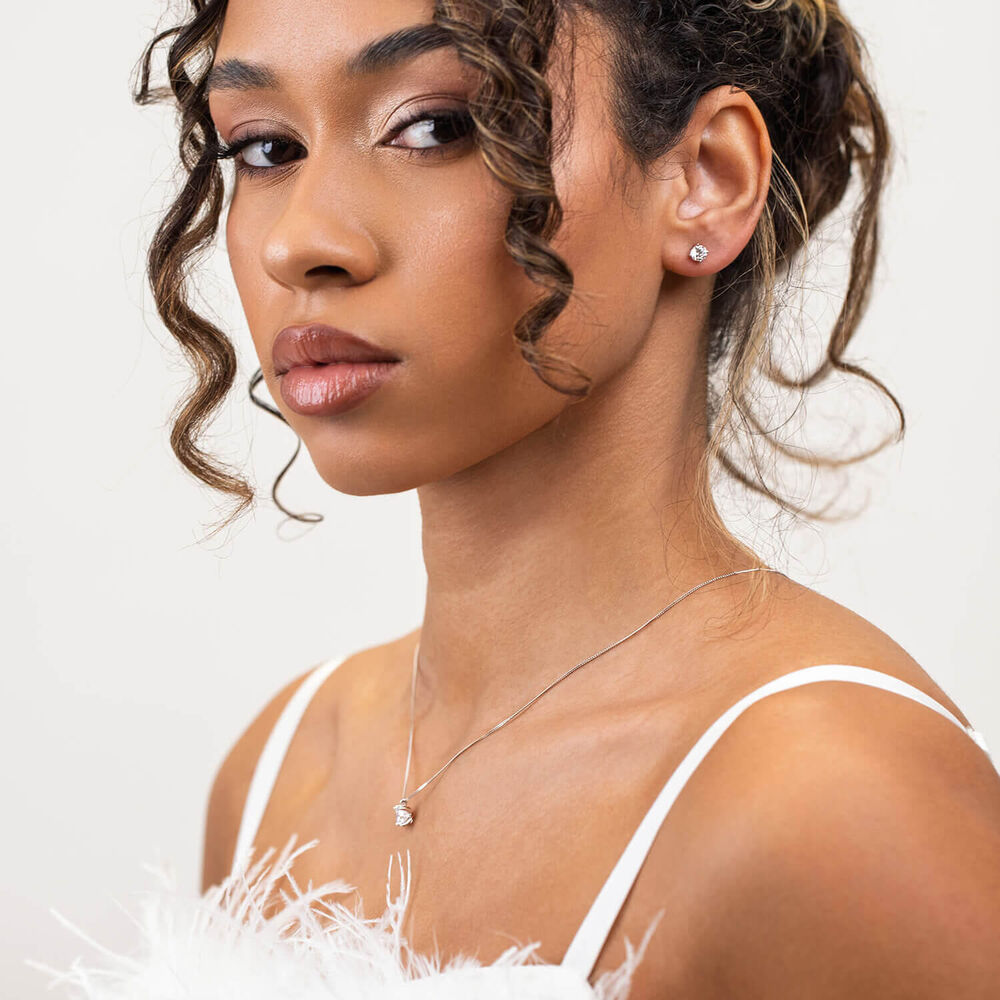 Born 9ct White Gold Lab Grown 1ct Diamond Brilliant Stud Earrings