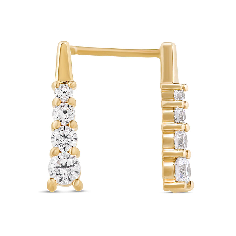 9ct Yellow Gold Four Stone Gradient Cubic Zirconia Triangle Drop Earrings