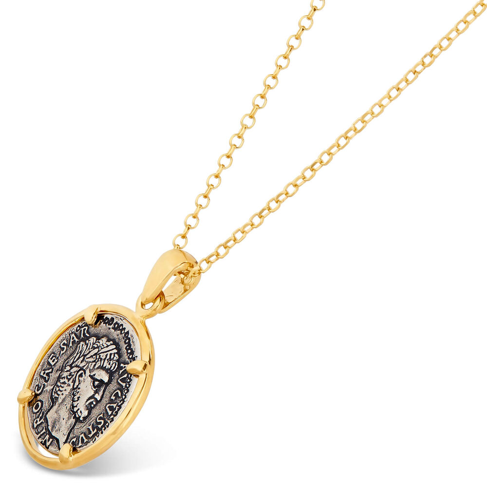 Sterling Silver and Yellow Gold Plated Vintage Coin Ladies Pendant Necklace (Chain Included) image number 2