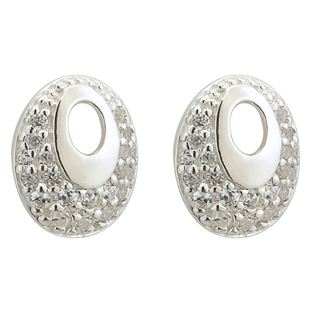 Sterling Silver Pave Cubic Zirconia Earrings image number 0
