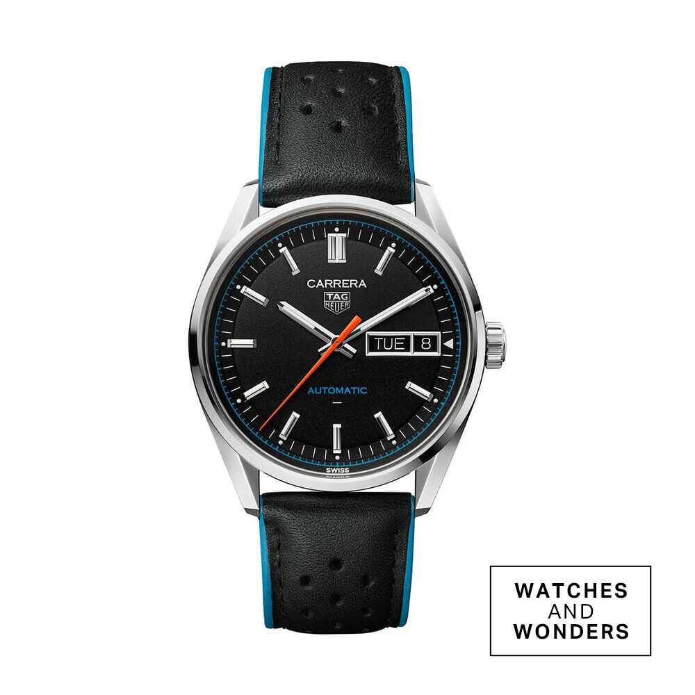 TAG Heuer Carrera Day-Date 41mm Black Dial Leather Strap Watch