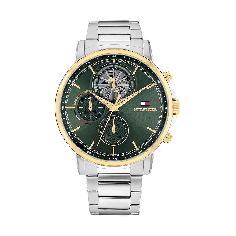 Tommy Hilfiger Stewart 44mm Green Dial Steel Bracelet Watch