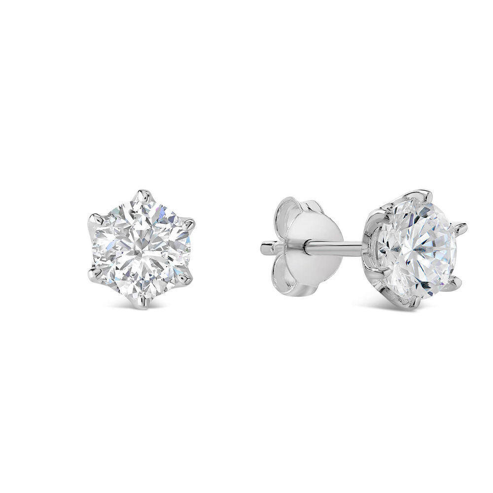 Sterling Silver Six Claw Cubic Zirconia 6mm Stud Earrings