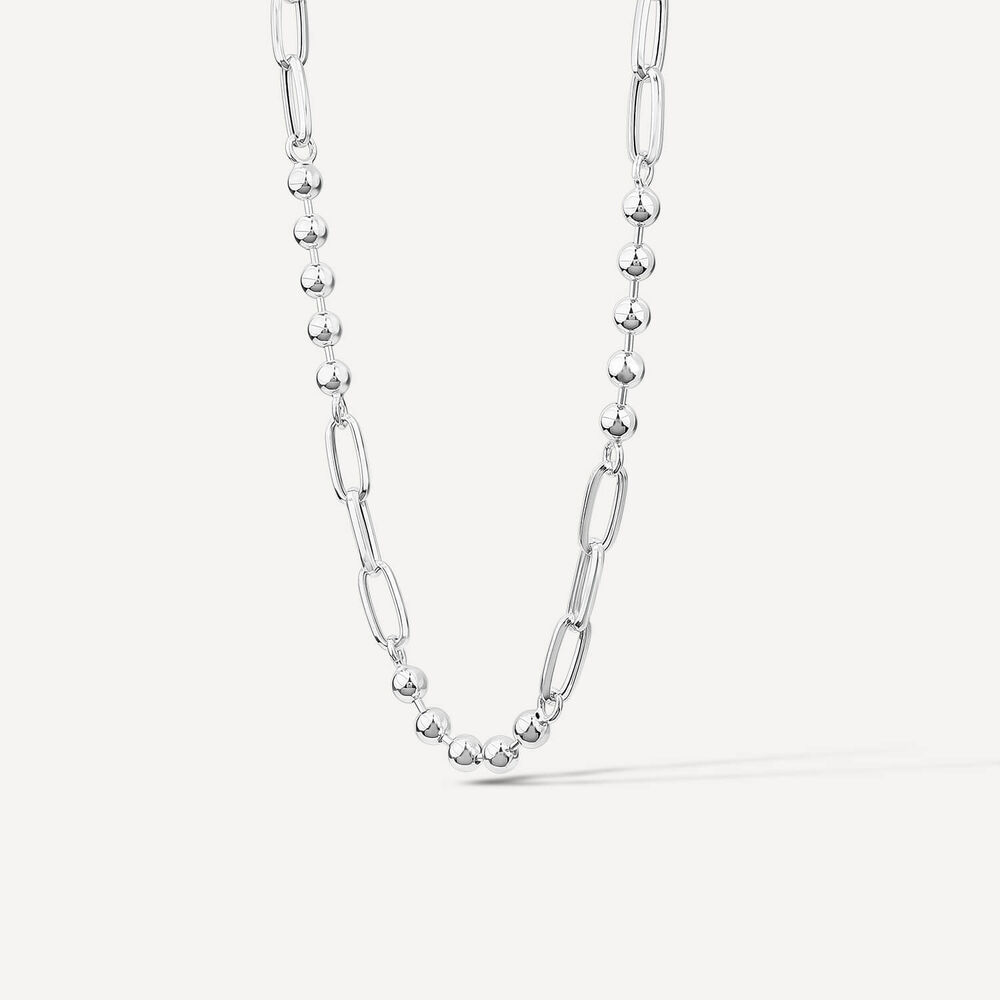Sterling Silver Ball & Paperlink Necklet