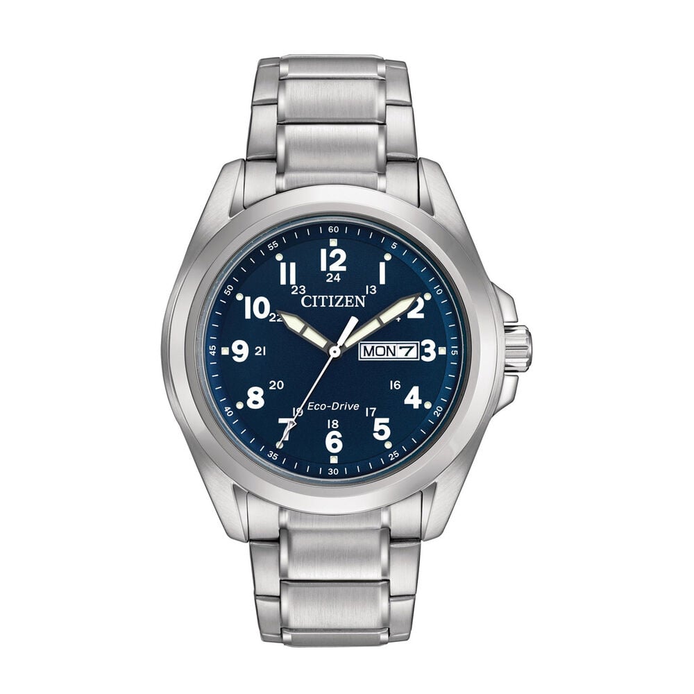 Citizen Eco-Drive Men's Blue Dial Stainless Steel Watch image number 0