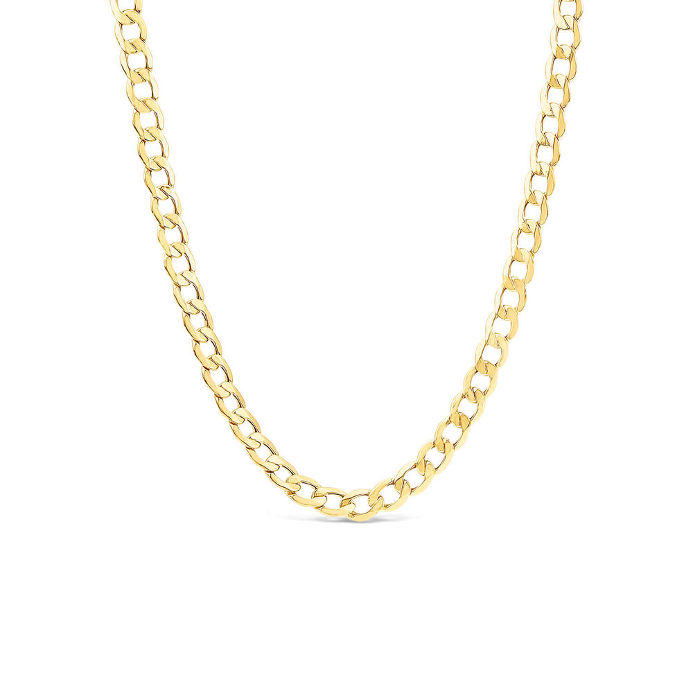 9ct Yellow Gold Six Sided Diamond Cut 20'' Curb Chain Necklace image number 0