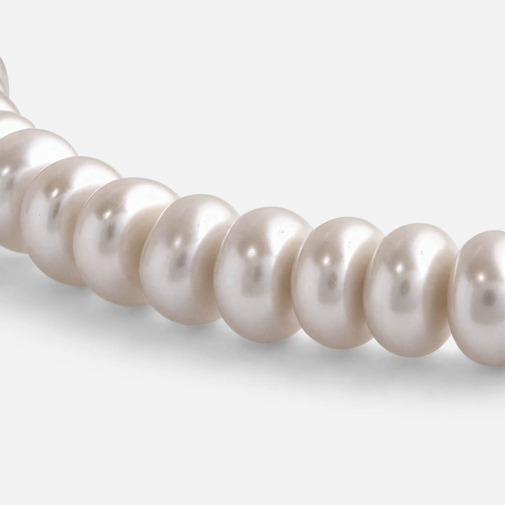 Sterling Silver Oval Freshwater Pearl Stretch Bracelet