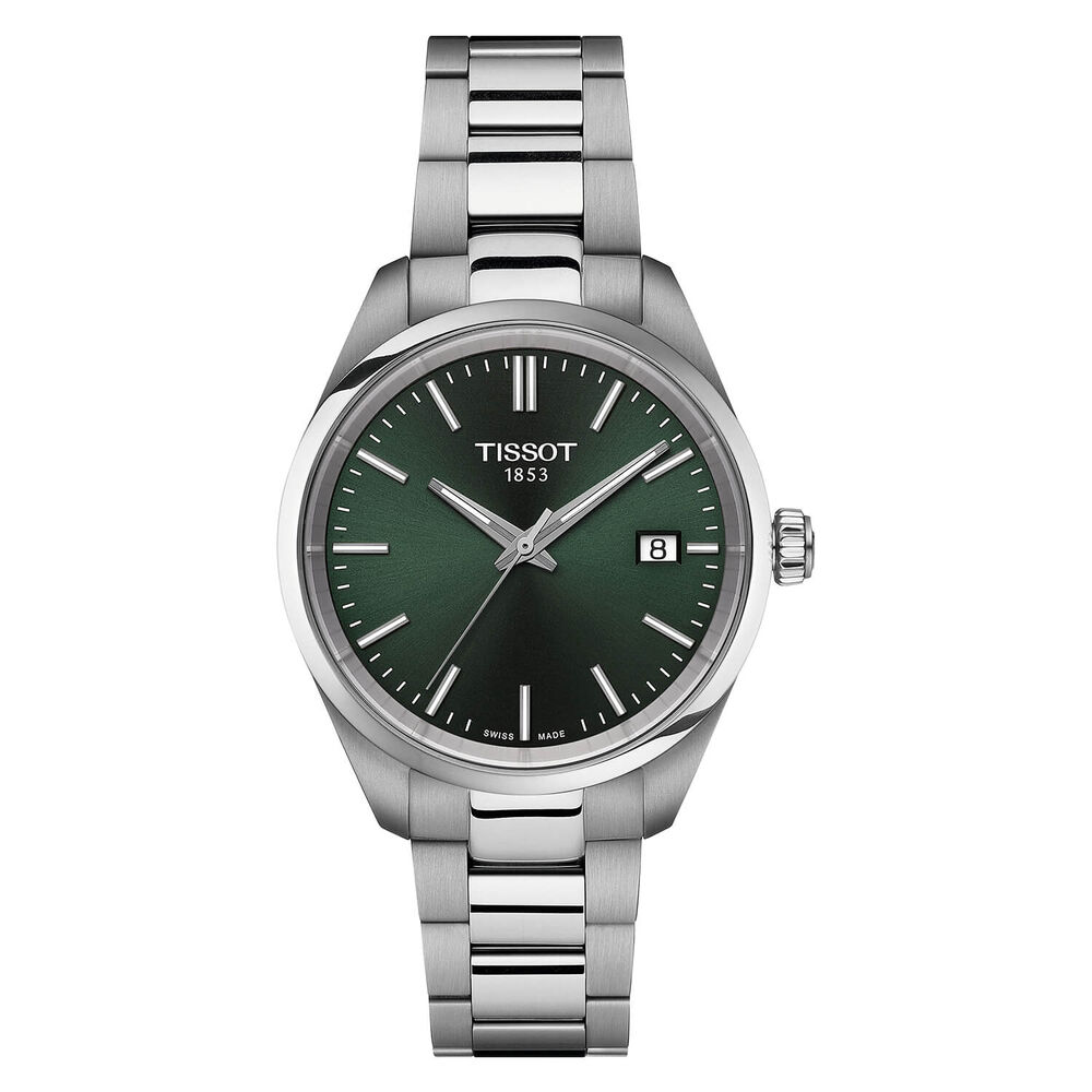 Tissot PR 100 Quartz 34mm Green Dial Steel Bracelet Watch image number 0