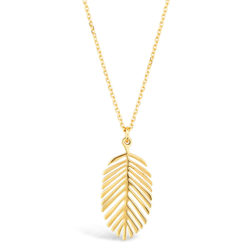 9ct Yellow Gold Polished Feather Pendant (Chain Included)
