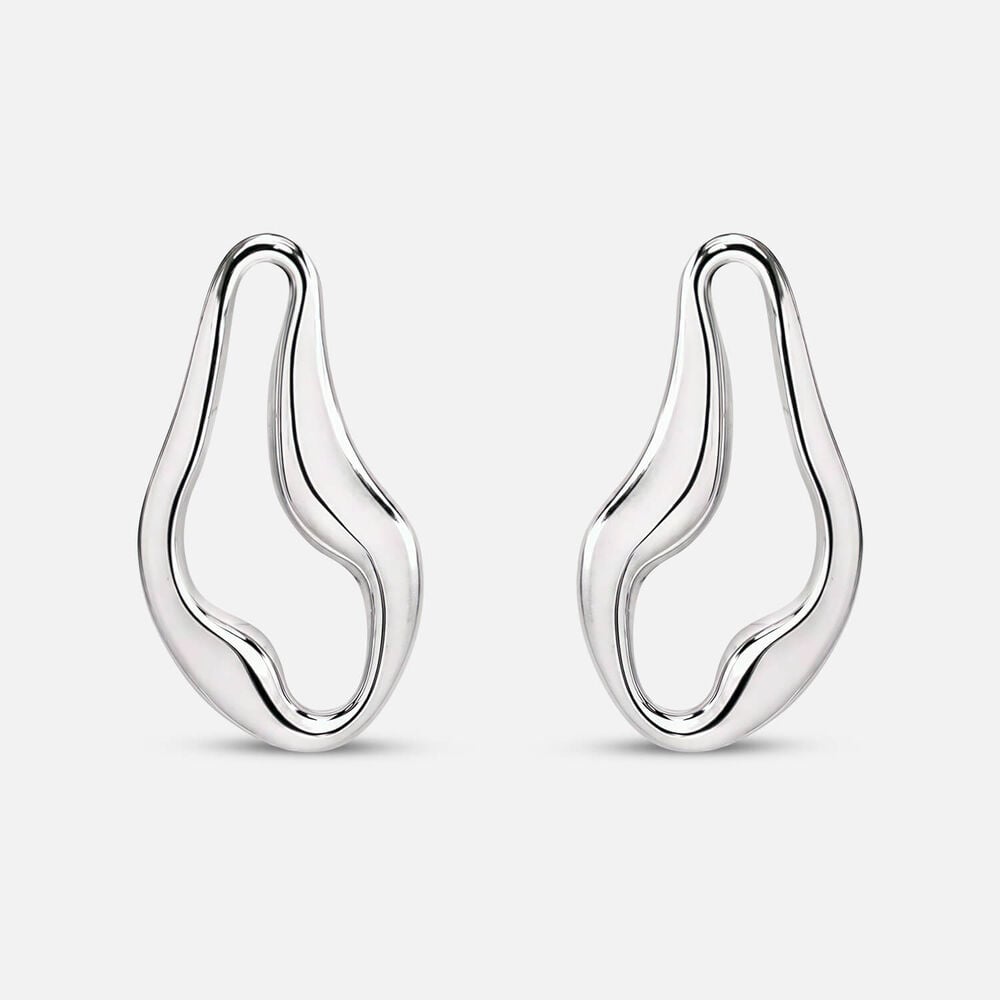 Sterling Silver Open Swirl Centre Drop Earrings