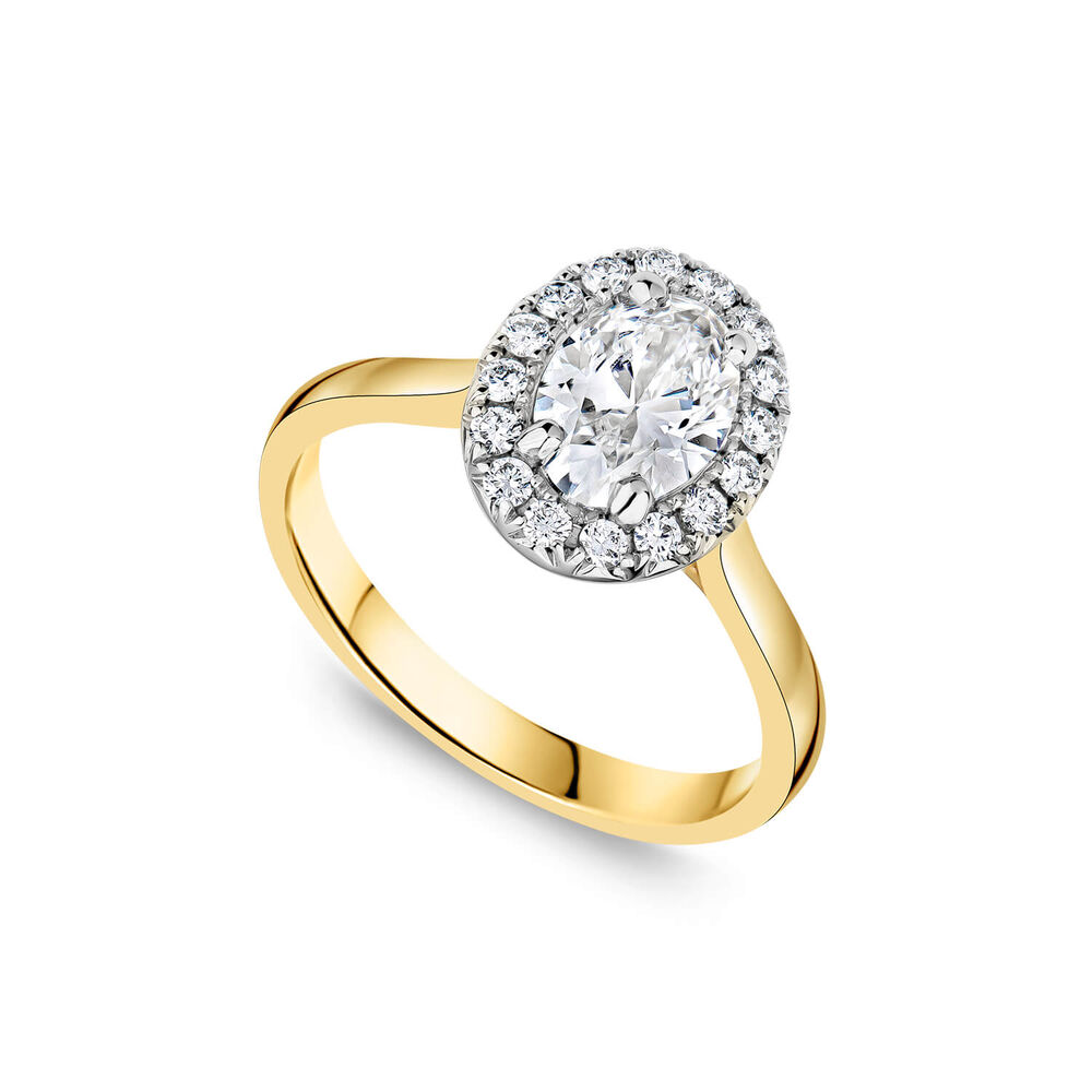 Born 18ct Yellow Gold 1.20ct Lab Grown Oval Halo Diamond Ring